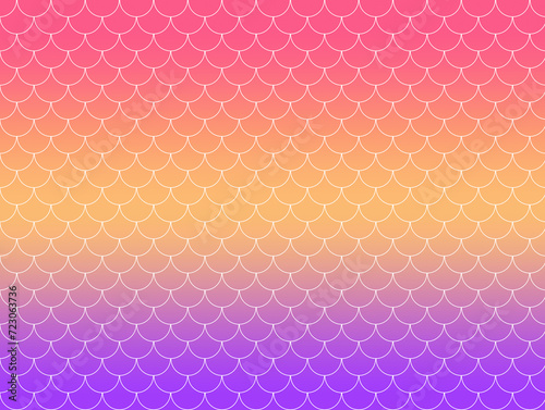 Holographic magenta purple yellow orange background with mermaid scales. Scaled dragon underwater sea texture. Marine underwater background