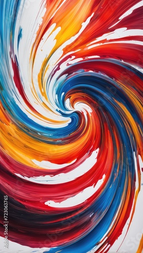 Multicolored acrylic paint on a white background. Swirled paint.