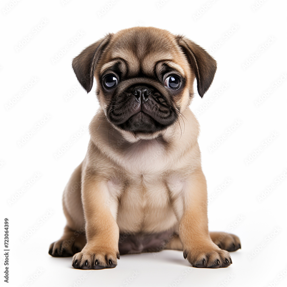 pug puppy on white background made with generative ai