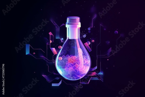 Innovative science substance in test vial. Chemistry vibrant mixture sample tube. Generate ai