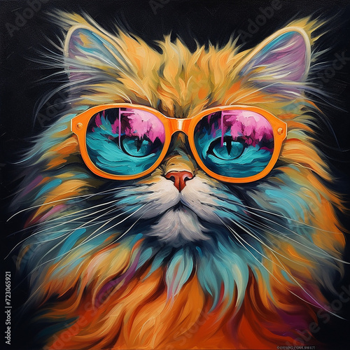 persian cat with a stylish glasses made with generative ai