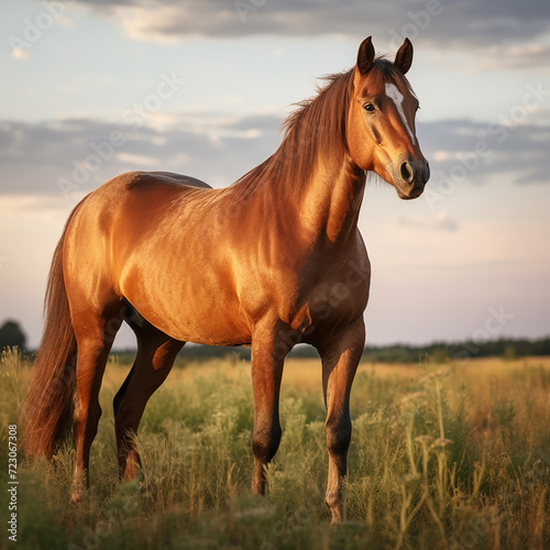 horse in the field made with generative ai