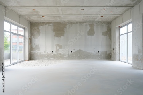 Empty room in a new construction building with not clean, decluttered interiors picture