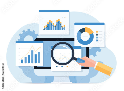 business data analytics design concept. and flat vector illustration business finance investment monitor report dashboard.

