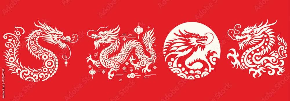 logo set of chinese new year dragon, vectors logo set of chinese new year dragon, vectors