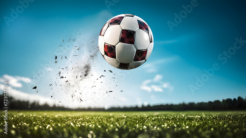 Football flying with explosive impact.