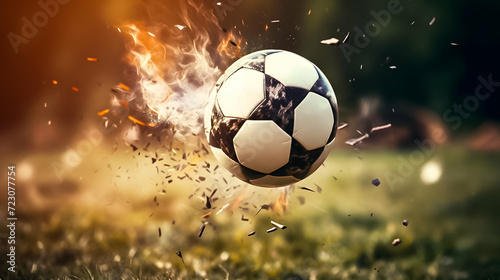 Fiery soccer ball in motion. © SuperGlück