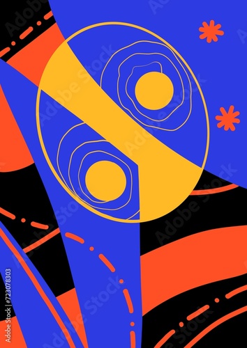 Bold colors shapes and lines  colorful modern background 