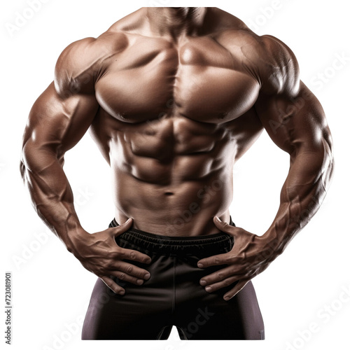 Bodybuilder in bodybuilding pose on transparent background