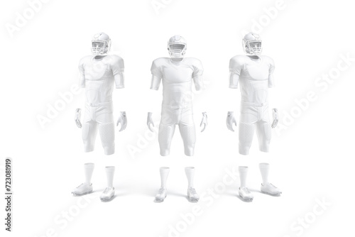 Blank white american football uniform mockup, front and side view