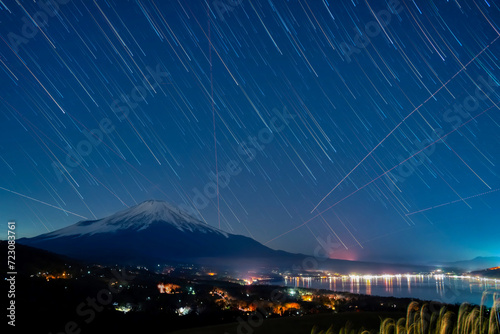 富士山と星空の光跡 photo