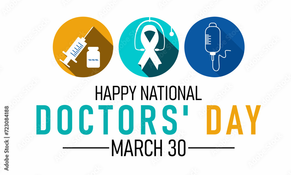 International doctors day. Greeting card, poster, flyer and Banner, background design with stethoscope.