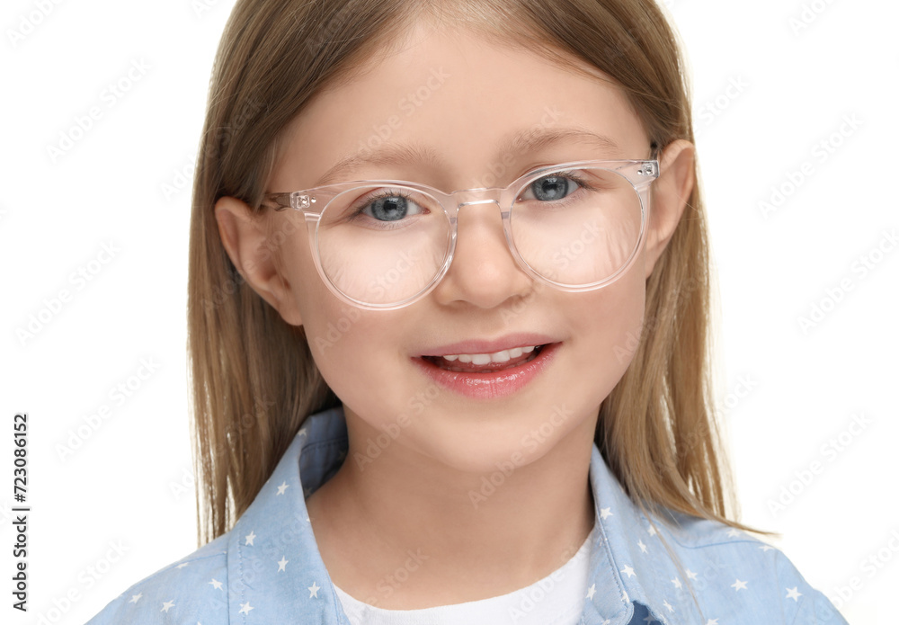 Little girl with glasses on white background Little girl with glasses on white background