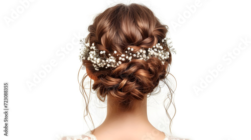 beauty wedding hairstyle rear view isolated on white   © Yi_Studio