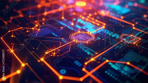 A digital artwork of a cybersecurity interface, glowing lines and symbols, intertwined with a symbolic life insurance contract in the background Vivid colors highlighting the contrast between d photo
