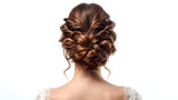 beauty wedding hairstyle rear view isolated on white  