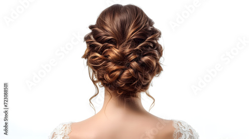 beauty wedding hairstyle rear view isolated on white 