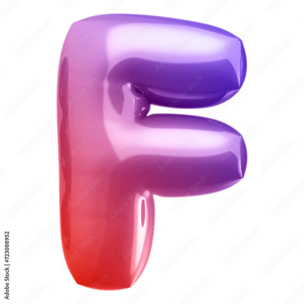 Bubble later F font gradient 3D illustration