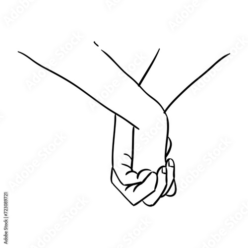 Couple holding hands outline vector ten