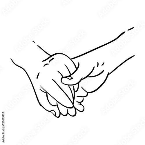 Couple holding hands outline vector three