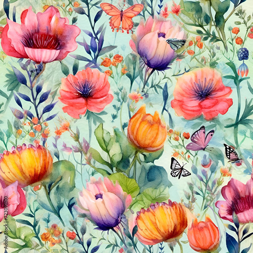 seamless pattern with poppies