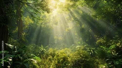 A photorealistic image of a lush forest with advanced CO2 capture technology  showcasing Earth s natural beauty and sustainability Created Using Photorealistic style  lush forest  advanced CO2