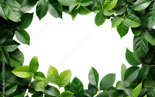 green leaves frame on a transparent background
