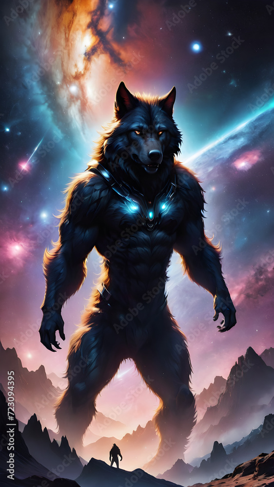 Halloween night has a big werewolf in the forest and spooky silhouettes. Halloween night has a big werewolf in the forest and spooky silhouettes.