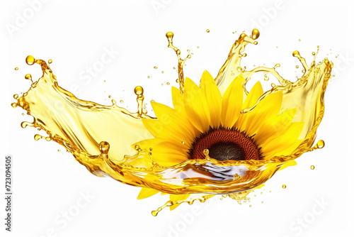 splash of sunflower oil on white background