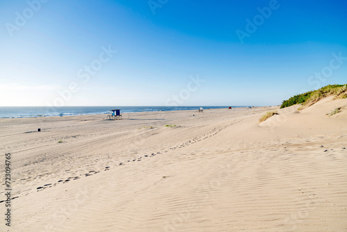 Beautiful morning of summer in the beach. Mar Azul, Argentina.