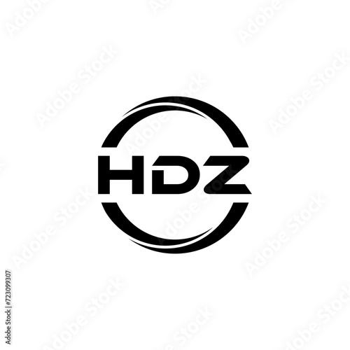 HDZ letter logo design with white background in illustrator, cube logo, vector logo, modern alphabet font overlap style. calligraphy designs for logo, Poster, Invitation, etc.