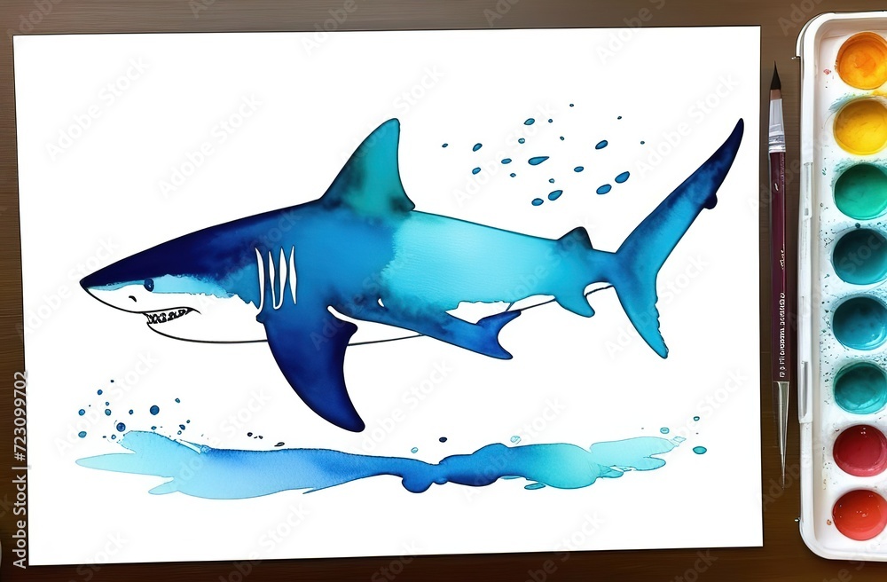 Obraz premium shark drawing, children's creativity