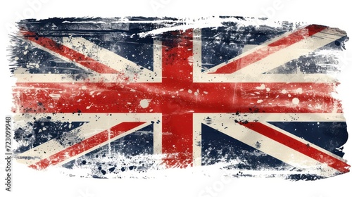 Abstract flag of the United Kingdom. Grunge painted flag with watercolor splashed and brushed lines. Template for your designs.