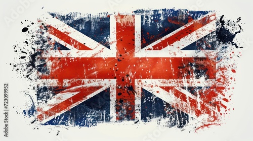 Abstract flag of the United Kingdom. Grunge painted flag with watercolor splashed and brushed lines. Template for your designs.