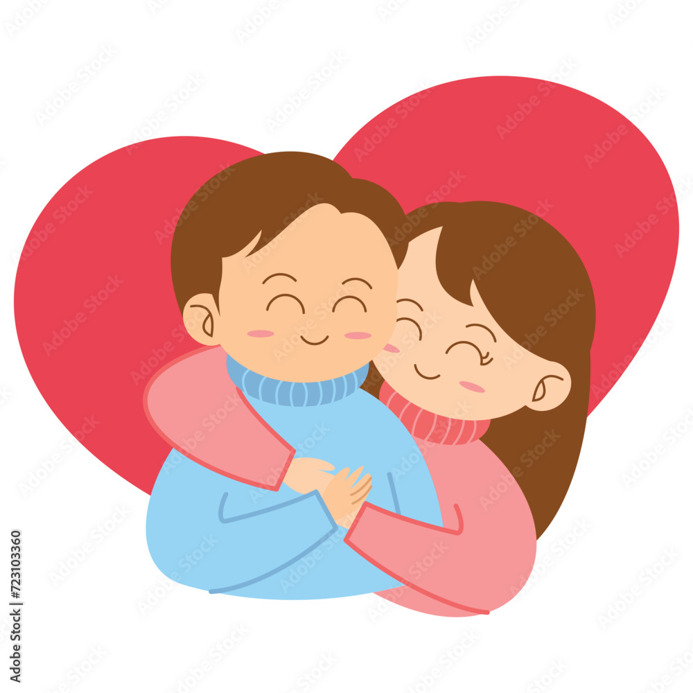 Love Couple Character Hug on Valentine Love Couple Character Hug on Valentine