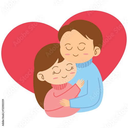Love Couple Character Hug on Valentine