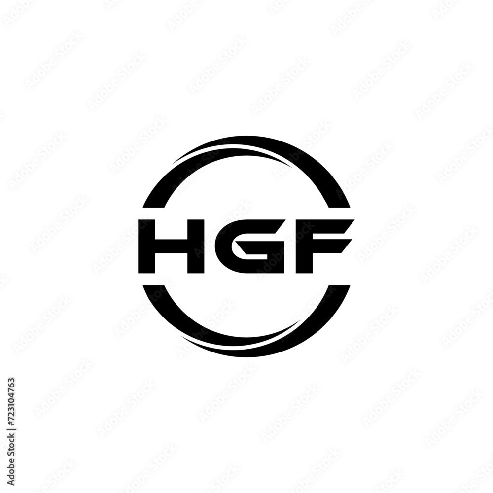 HGF letter logo design with white background in illustrator, cube logo, vector logo, modern alphabet font overlap style. calligraphy designs for logo, Poster, Invitation, etc.
