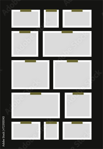 Pictures or photos frame collage. comics page grid layout abstract photo frames and digital photo wall template