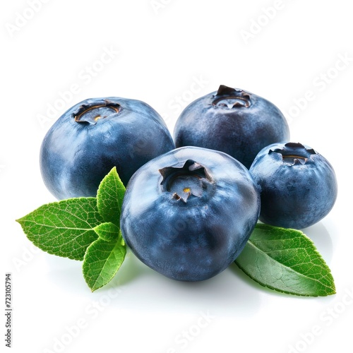 Blueberry Row Fresh Cutout Minimal isolated on white background, closeup. Summertime concept for package, grocery product advertising. Realistic berry, icon, detailed.