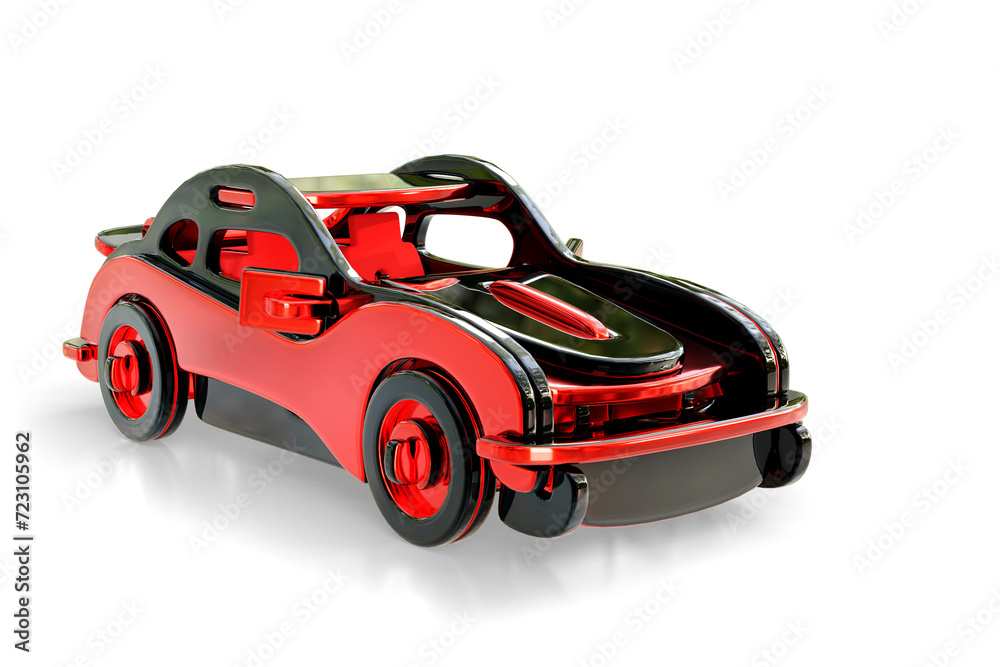 red and black toy car 3D render