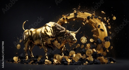 bullish divergent concept  gold bull