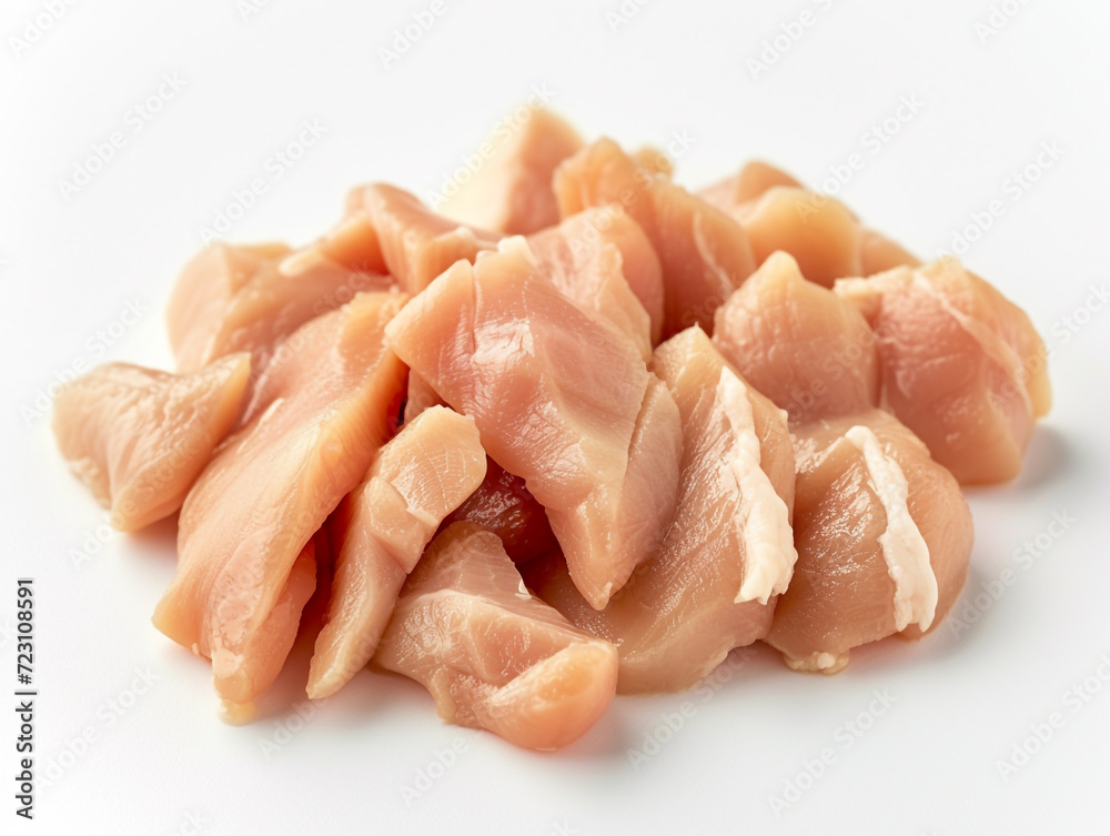 Chicken meat isolated on white background in minimalist style. 