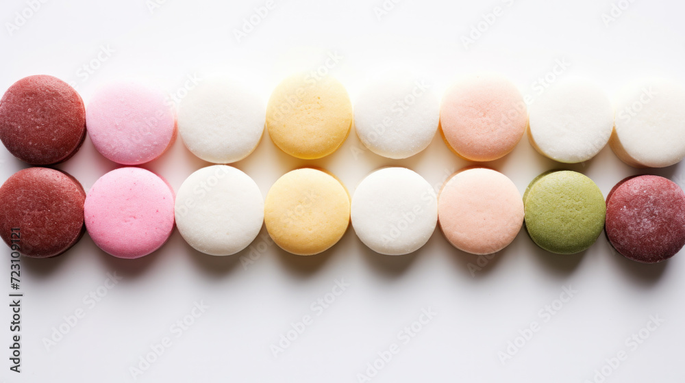 Japanese ice cream Mochi in rice dough. Traditional Japanese dessert on white background. Selective focus, copy space. Japanese ice cream Mochi in rice dough. Traditional Japanese dessert on white background. Selective focus, copy space.