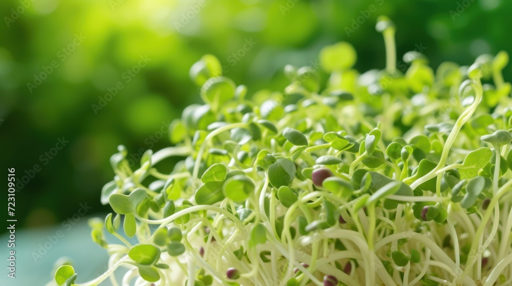 Fresh green broccoli sprouts for vegetarian healthy eating natural concept. AI generated image Fresh green broccoli sprouts for vegetarian healthy eating natural concept. AI generated image