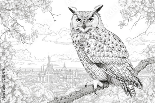 Wallpaper Mural beautiful owl coloring book for children and adults Torontodigital.ca
