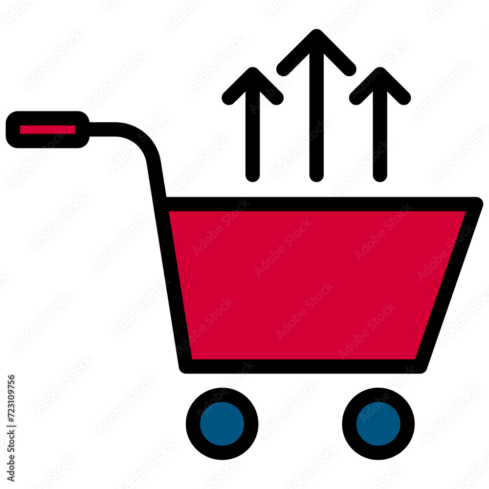 Shopping cart trolley icon,outline flat design style icon, outline colour icon vector illustration. Shopping cart trolley icon,outline flat design style icon, outline colour icon vector illustration.