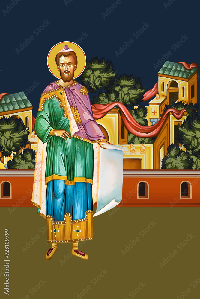 Moses prophet. Religious illustration in Byzantine style