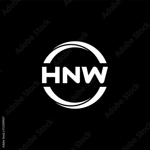 HNW letter logo design with black background in illustrator, cube logo, vector logo, modern alphabet font overlap style. calligraphy designs for logo, Poster, Invitation, etc.