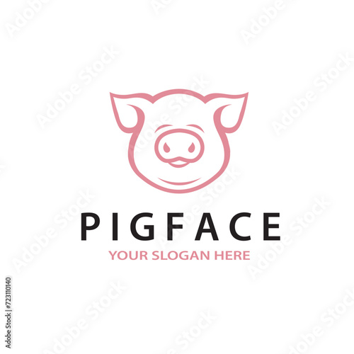illustration of pig face isolated on white background