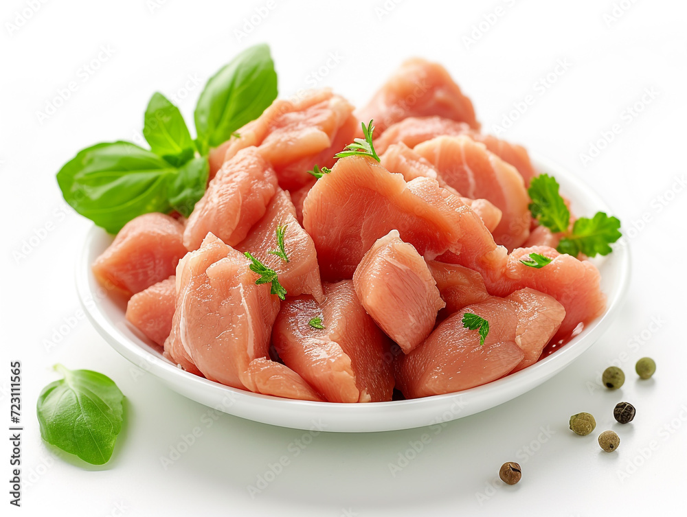 Chicken meat isolated on white background in minimalist style. Chicken meat isolated on white background in minimalist style.